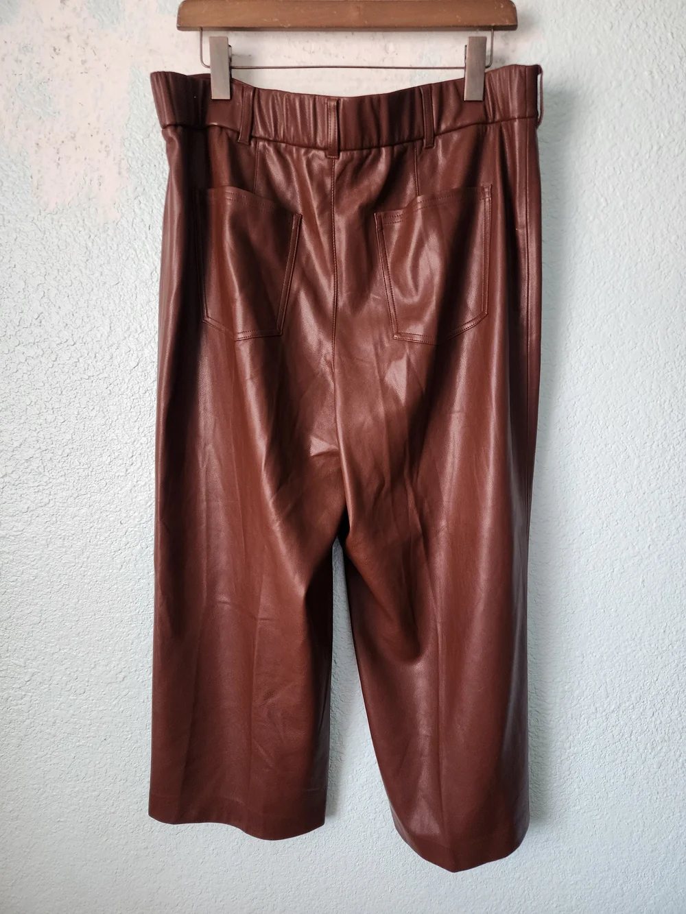 Chico's Brown Faux Leather Wide-Leg Trousers New Without Tags